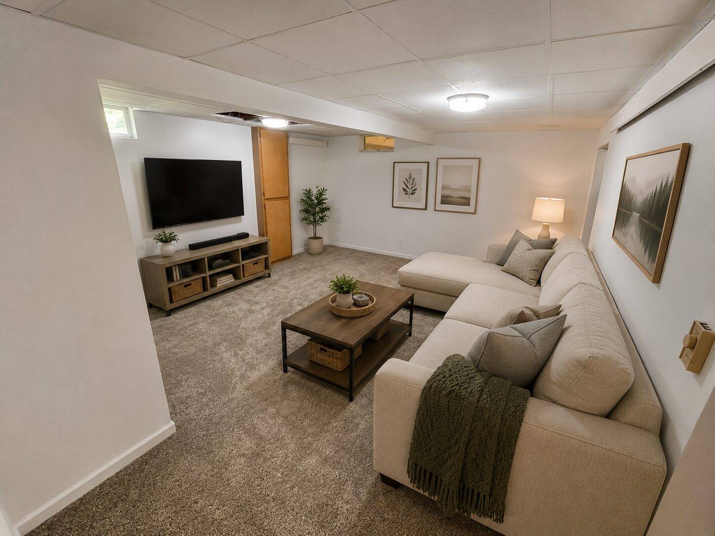 Staged Basement Living Room
