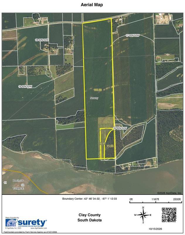 186 acres in Clay County, SD: hunting land for sale near Vermillion, SD